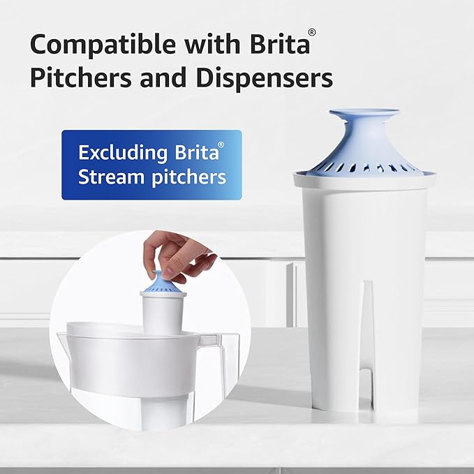 Overbest Alkaline Water Filter, Replacement for Brita® Pitchers and Dispensers, Brita® Classic 35557, OB03, Mavea® 107007, and Amazon Basics® 10-Cup Pitcher, Includes 3 Filters