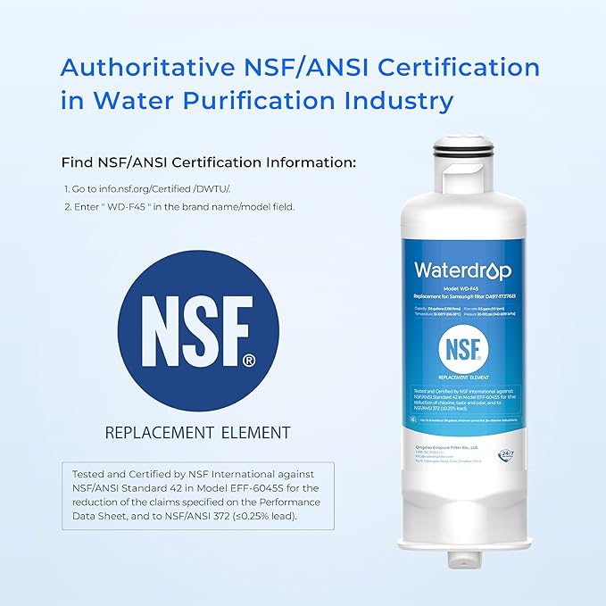 Waterdrop DA97-17376B Replacement for Samsung® HAF-QIN/EXP, DA97-08006C, RF28R7201SR, RF28R7351SG, WD-F45, Refrigerator Water Filter, 2 Filters