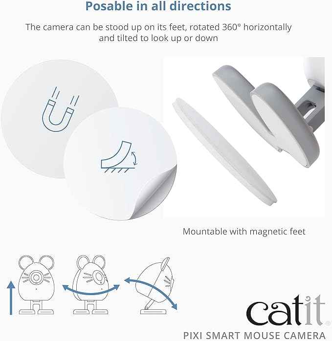 Catit PIXI Smart Mouse Pet Camera – App-Controlled 360 Camera for Cats with Night Vision, 2-Way Audio & Motion Detection – Record & Monitor Your Cat