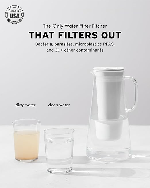LifeStraw Home – Water Filter Pitcher, 7-Cup, Obsidian, BPA Free Designed for Everyday Protection Against Bacteria, parasites, microplastics, Lead, Mercury, PFAS, and a Variety of Chemicals