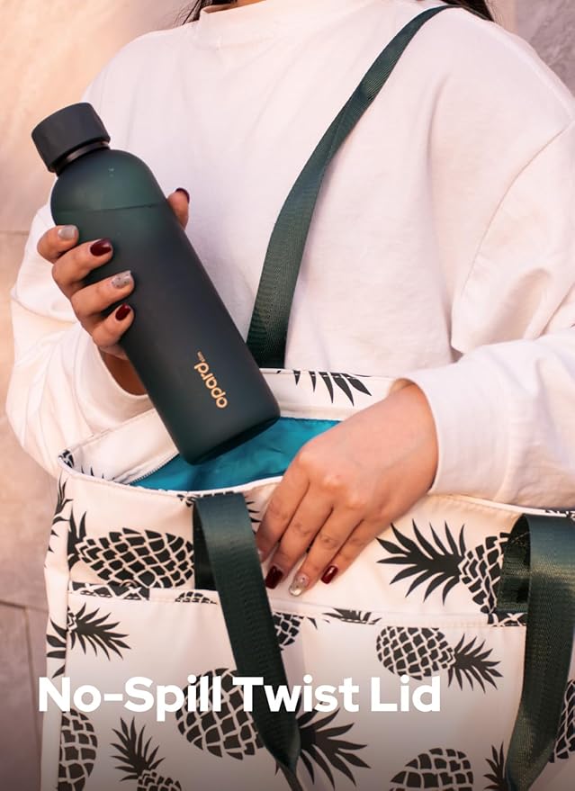 Opard Slim Pro Water Bottle 27oz, Plastic Water Bottle BPA-Free, Facetted Rubberized Grip-Texture Monocap, Leakproof Screw Top, Forest Green, Reusable for Travel School Sport Gym Hiking