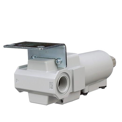 PneumaticPlus SAFM300-N03B-MEP Compressed Air Coalescing Filter, 0.1 Micron, 3/8" NPT - Metal Bowl, Manual Drain, Bracket - AquaVibe