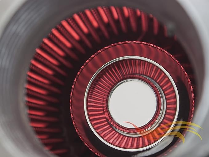 RED 3.5" 89 mm Inlet Narrow Cold Air Cone Replacement Performance Washable Clamp-On Dry Air Filter