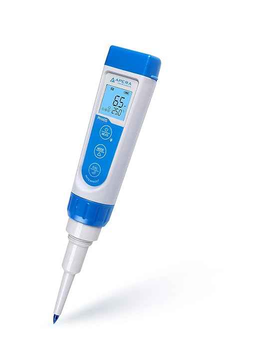 Apera Instruments Premium-Series PH60S Food pH Pocket Tester Kit, Swiss Spear pH Electrode, ±0.01 pH Accuracy, -2.00-16.00 pH Range & AI1113 pH Calibration Buffer Solution Kit, 8 oz. Each