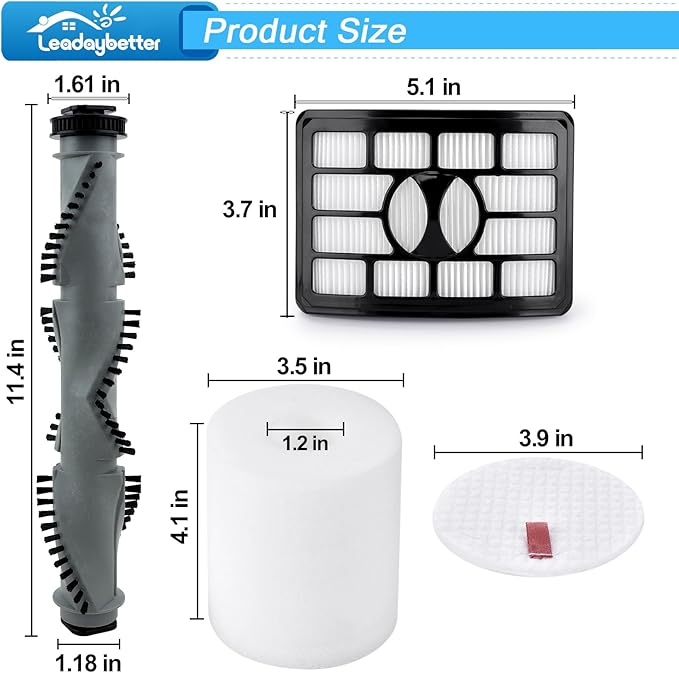 Leadaybetter Filter Replacemen Brush Roll Belt and Wheels Parts for Shark Rotator Professional NV500 NV501 NV502 NV505 NV550 UV560 Upright Vacuum, Parts XHF500 & XFF500 - AquaVibe