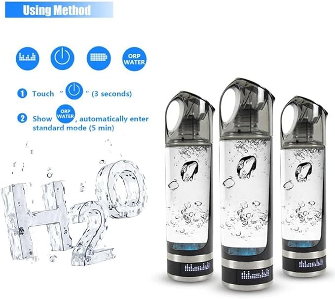 Portable Hydrogen Rich Water Bottle, with high Concentration 1600PPB generating Bottle, 500ml Portable Hydrogen Water Maker, for Family Travel Health