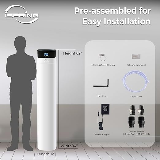 iSpring Elite Series Whole House Central Water Filtration System with Automatic Control Head, Reduces Chlorine, Chloramine, PFAS, Lead