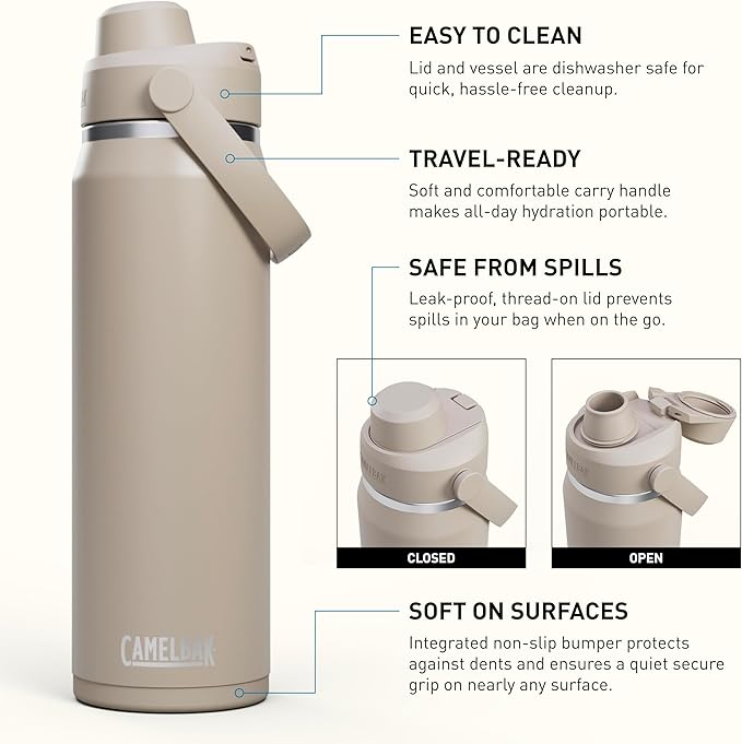CamelBak Thrive Chug Insulated Stainless Steel Water Bottle Stone, 25oz