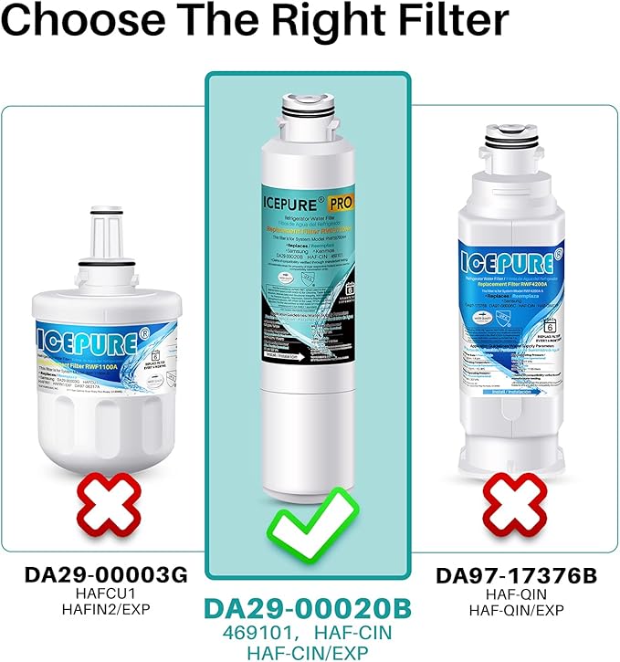 ICEPURE PRO DA29-00020B NSF401&473&53 Samsung Refrigerator Water Filter, Replacement for DA29-00020B-1, DA29-00020A/B, HAF-CIN/EXP, RF25HMEDBSR, RF28HMEDBSR, RS25J500DSR, More Models, 3PACK - AquaVibe