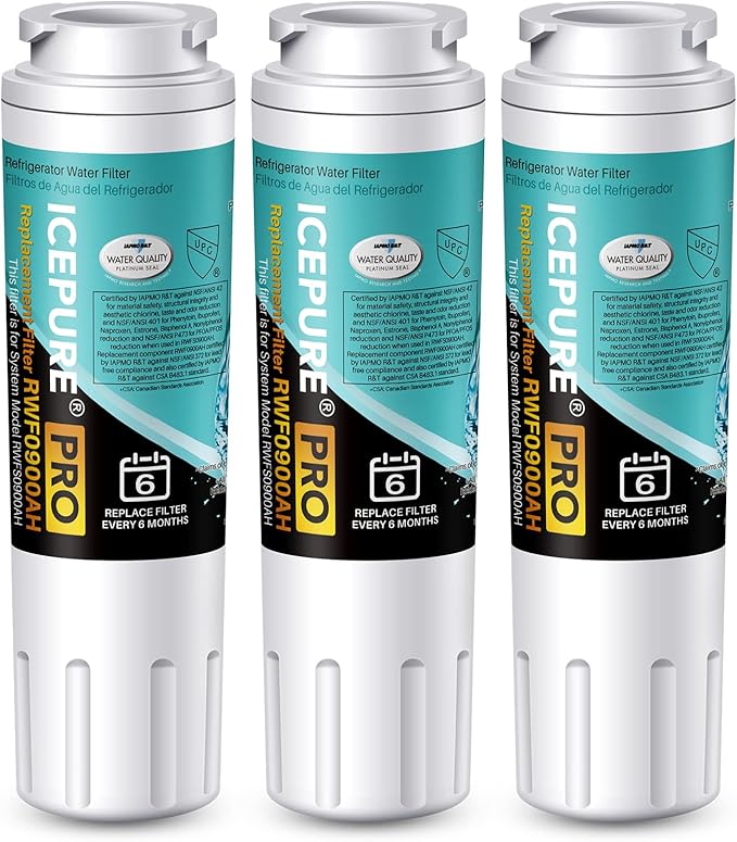 ICEPURE PRO UKF8001 NSF/ANSI 53&42 Certified Replacement Everydrop EDR4RXD1, Filter 4, Maytag UKF8001AXX UKF8001P, Whirlpool 4396395 WF-UKF8001 FMM-2 MPF15090 SGF-M9 Refrigerator Water Filter 3PACK - AquaVibe