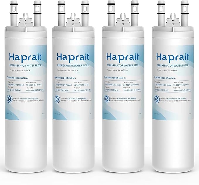 WF3CB Water Filter Replacement, HP006 Compatible with Frigidaire WF3CB, Pure Source 3, WF425, 706465, 242069601, 242086201, 242017800, Height 9 inches, 4 Count