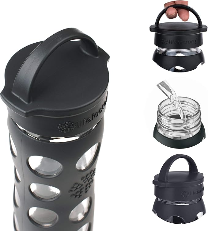 Lifefactory 16-Ounce BPA-Free Glass Water Bottle with Classic Cap and Protective Silicone Sleeve, Optic White