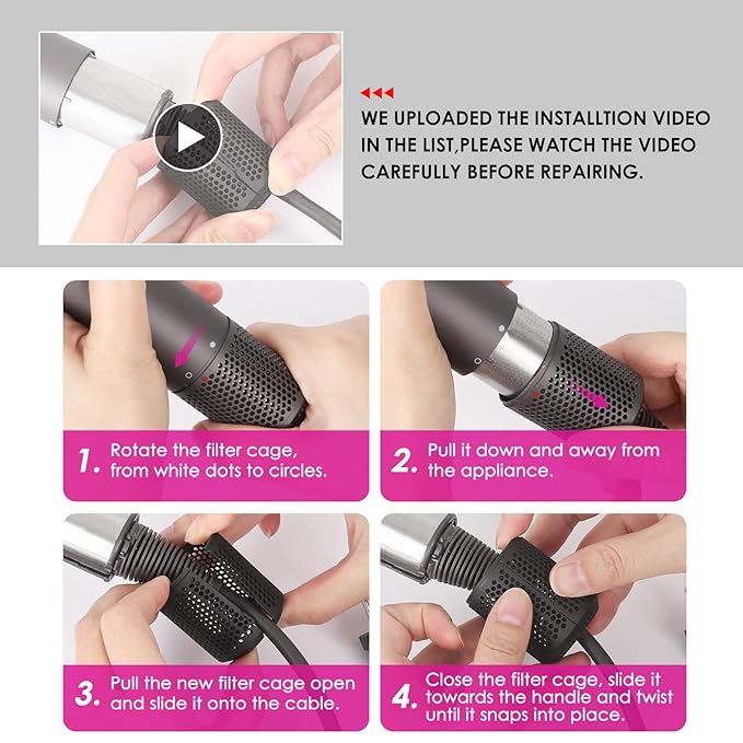 Upgraded Hair Dryer Filter Replacement for Dyson Supersonic HD01 HD03 HD08 Hair Dryer Attachment, Hair Dryer Outer Filter Repair Accessories with Filter Cleaning Brush(Metallic Gray)