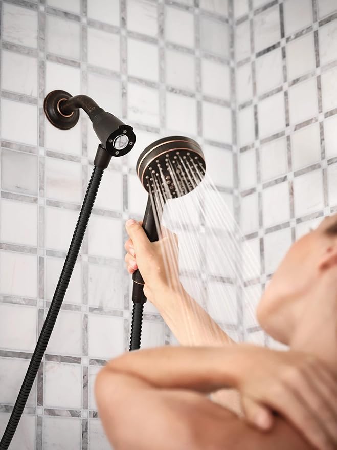 Moen Engage Magnetix Mediterranean Bronze 3.5-Inch Six-Function Detachable Handheld Showerhead with Magnetic Docking System, 26100BRB