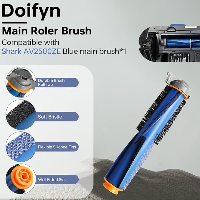 Replacement Parts Compatible with Shark AI AV2501S AV2511AE AV2501AE RV2502AE RV2610WA AV2510AOUS RV2520AOUS Robot Vacuum Cleaner, 2Main Brush, 4 motor pre-filters, 4Foam Filters, 8Side Brushes - AquaVibe
