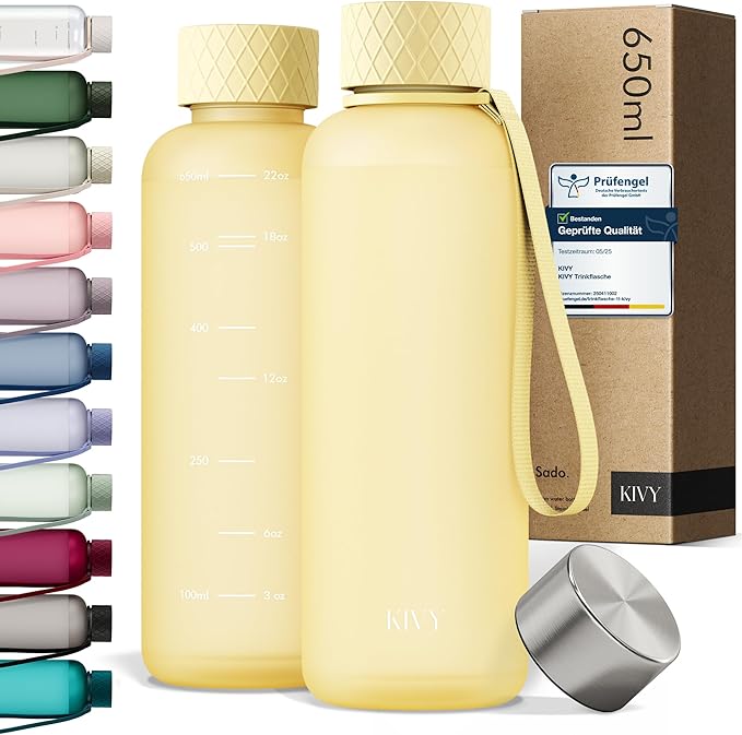KIVY Tritan Water Bottle 2nd Generation (Butter, 22oz)