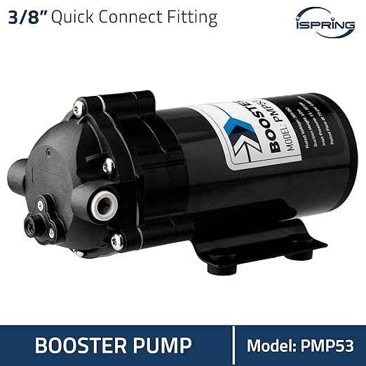 iSpring PMP53 Booster Pump for RCS5T Reverse Osmosis System, Replacement Pump for iSpring RCS5T, Upgraded Version of PMP500 with the Pre-wired Quick-Connection Black