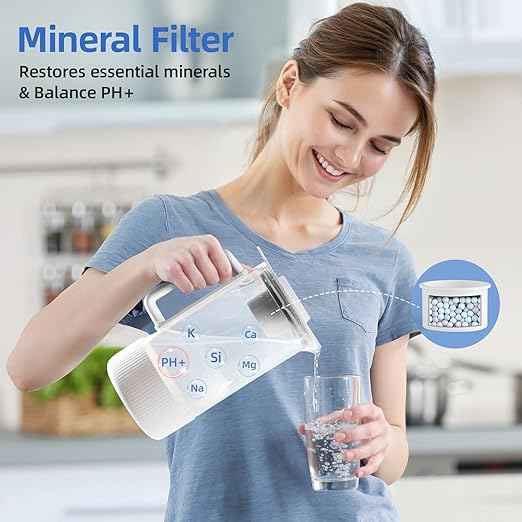 Reverse Osmosis Water Filter Countertop, 6 Stage Ro Water Filtration System with Remineralization Glass Pitcher, 4:1 Pure to Drain, TDS Real-Time Displaying, 4L Capacity Tank for Home Office