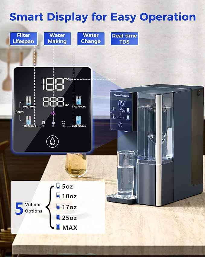 7-Stage Countertop Reverse Osmosis Water Filter System, 528 Gallons RO Water Filtration with Portable Pitcher, NSF/ANSI 372,53,42,58, Reduce TDS PFAS, 5 Volumes, 3:1 Pure to Drain CT910