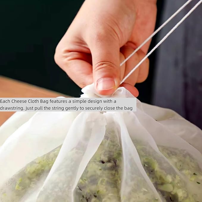6 Back Bowl-shaped Nylon Cheesecloth Bags, Reusable Drawstring Cheese Cloth Bag for Straining, Fine Mesh Strainer Bag for Almond Milk, Soy Milk, Dumpling Fillings, and More (Large)