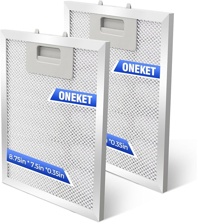 W10915369 Range Hood Filter 2 Pack - Aluminum Frame & Mesh, Universal Grease Filter (8.75"x7.5"x0.35") by oneket
