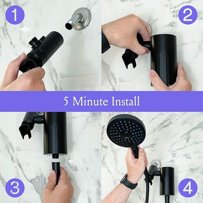 Sproos! - Handheld Showerhead with Filter Set, High Performance Filtration System for Healthier Hair and Skin, Extra Long 70 Inch Hose, 3 Customized Spray Functions, Blue