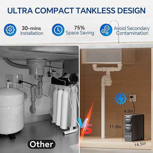 Stokk Reverse Osmosis System, 8 Stage Tankless Reverse Osmosis Water Filter, Reduces PFAS TDS, Under Sink RO System, 2:1 Pure to Drain, NSF/ANSI 58& 42, FCC Listed (400GPD, Grey)