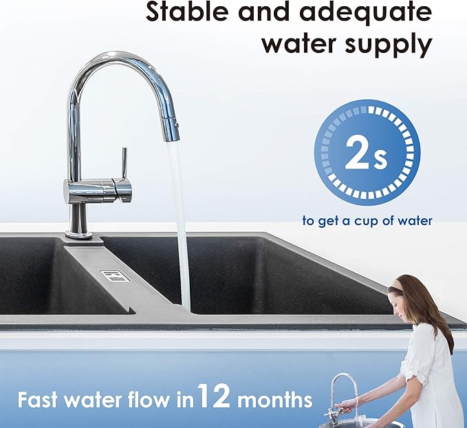 Waterdrop 10UAW-UF 0.01 μm Ultra Filtration Under Sink Water Filter for Baçtёria Reduction, Reduces Lead, Chlorine, Bad Taste & Odor, 8K Gallons, Direct Connect to Kitchen Faucet, USA Tech