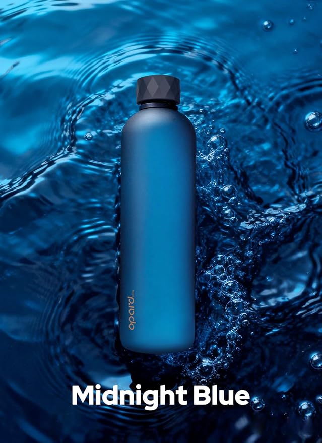 Opard Slim Pro Water Bottle 32oz, Plastic Water Bottle BPA-Free, Facetted Rubberized Grip-Texture Monocap, Leakproof Screw Top, Midnight Blue, Reusable for Travel School Sport Gym Hiking