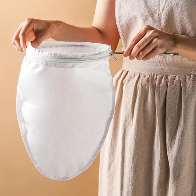 Reusable Coffee Tea Filter Cloth Fine Mesh Cotton Fabric Zipper Closure Tea Filter Sock for Milk Tea Lovers