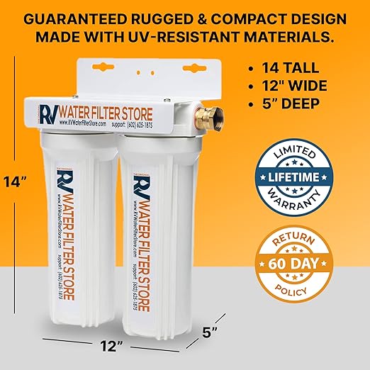 RV Water Filter System with Hose Fittings - Premium Portable Filtration Systems That Improves Taste & Odor