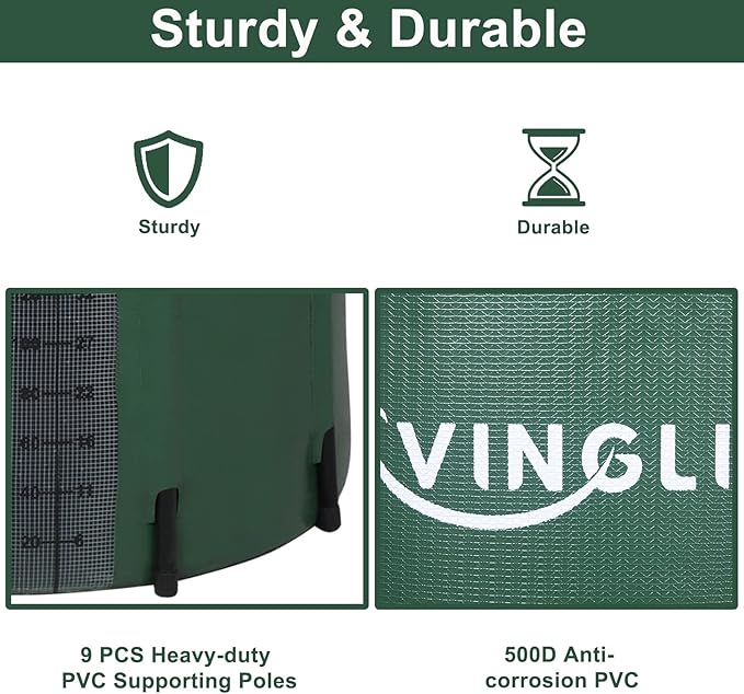 VINGLI New 100 Gallon Collapsible Rain Barrel with Volume Scale Mark, Portable Water Storage Container Rain Catcher Barrel, Rainwater Collection System Downspout with Filter Spigot Overflow Kit …