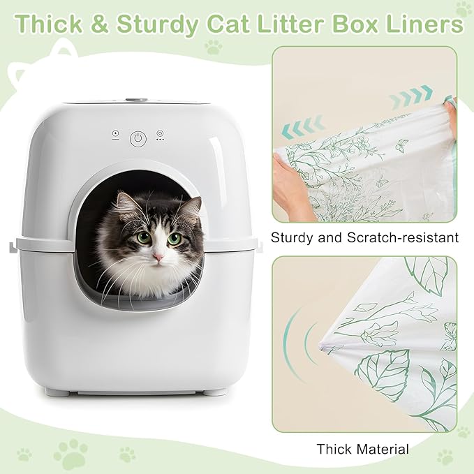 Glittme Cat Litter Box Liners, 60 Count Large Capacity Cat Litter Bags for Automatic Litter Robot 3/4, Thick Cats Kitty Litter Bags with Drawstring - AquaVibe