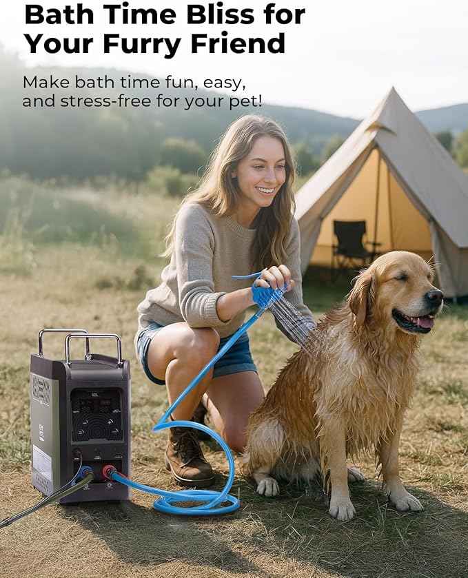 KEMIMOTO Portable Hot Water Heater with Constant Temperature, Propane Water Heater with Pump, Max 100 Mins 3s Instant Hot 20,000 BTU, 4000mAh Rechargeable Battery, Suits for Outdoor Camping Cleaning