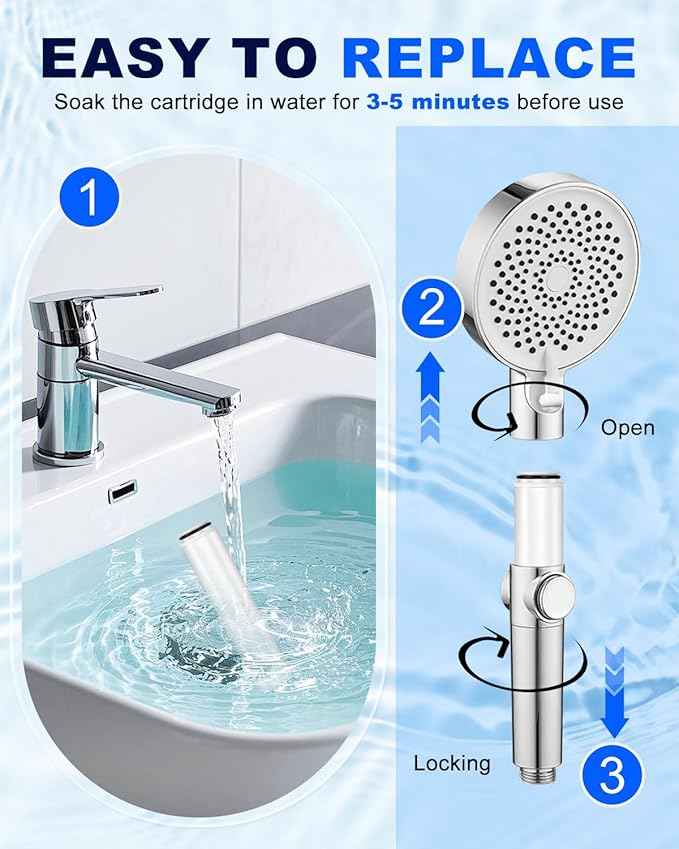 KEEPOW Shower Filter Compatible with Cobbe Handheld Shower Head, Shower Head Filter for Water Softening, Removes Chlorine, 2 Pack
