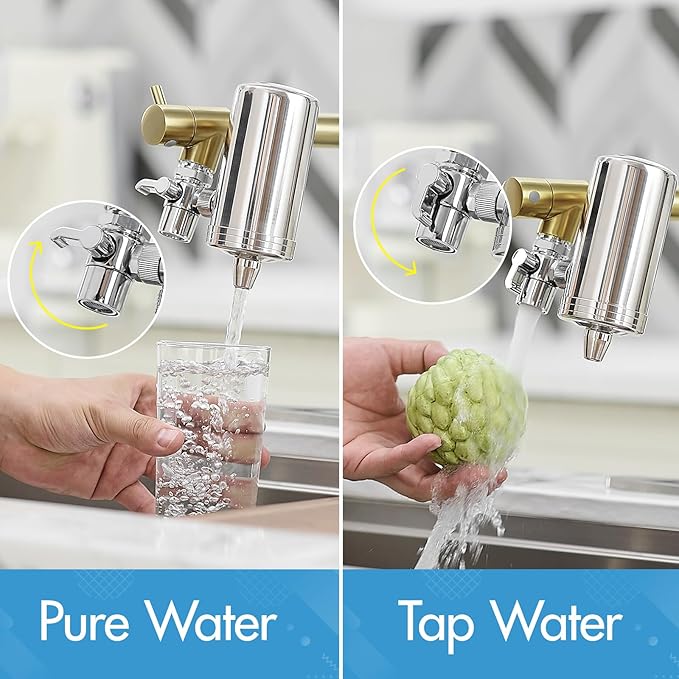 AIMADI Gold Kitchen Faucet with Water Filter and Deck Plate, Commercial Spring Brushed Gold Pull Down Kitchen Sink Faucet for Drinking Water, Farmhouse, RV, Utility or Laundry Sink