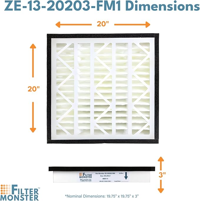 Filter-Monster - Replacement MERV 13 HEPA Filter Bundle - Compatible with Zephyr VGF Series 20x20x3 Whole Home Return Air Grille Filter, 2 Filter Replacement Bundle - AquaVibe