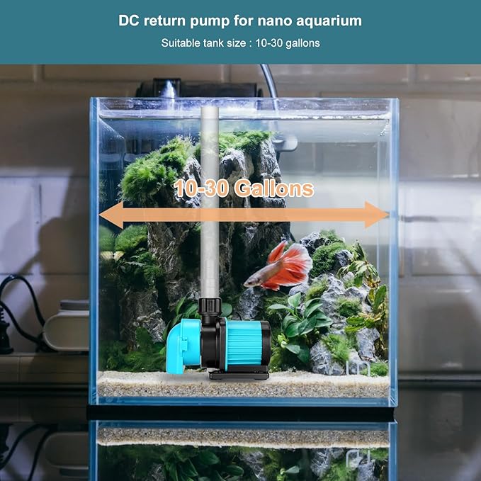 400GPH Aquarium Return pump with LCD display controller, 15W DC 24V aquarium pump for saltwater freshwater aquarium,fish tank,sump,20 speeds ECO Quiet Submersible and inline pump - AquaVibe