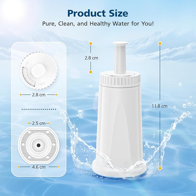 6 Pack Upgrade Water Filters Compatible with Breville BES880 Barista Touch, BES990 BES980 Oracle Touch and BES878 BES920 Bambino ClaroSwiss Sage Espresso coffee Machine, #BES008WHT0NUC1 - AquaVibe