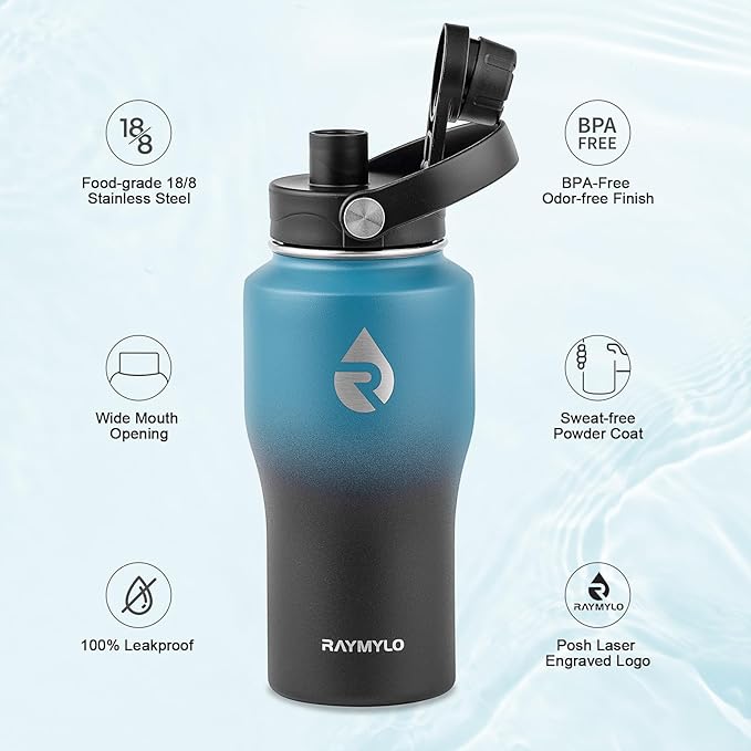 18 oz Insulated Water Bottle with Straw fit in Car Cup Holder, Triple Wall Vacuum Stainless Steel(Cold 48 hrs, Hot 24 hrs), Leakproof & Non-BPA, Hydro Travel Flask with Straw and Spout Lid