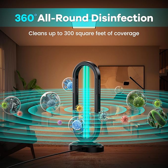 UV Light Sanitizer, Ultraviolet Lamp with Remote Control for Bed Bugs and Dust Mites, Home Disinfection Device UV Lamp for Home, Room & Kitchen, Ultraviolet Light with 3 Speed Timings