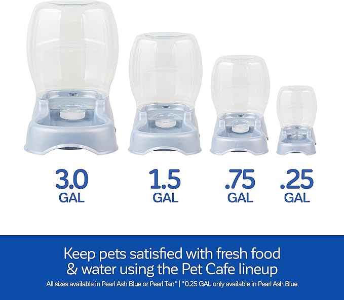 Petmate Pet Cafe Cat and Dog Gravity Water Dispenser - Water Bowl for Cats and Dogs, USA Made, 0.75 GAL, Pearl Gray