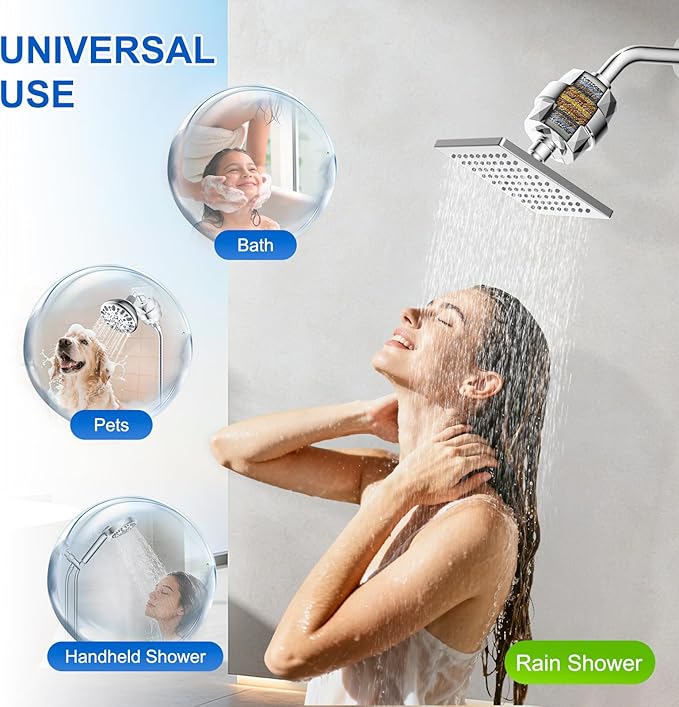 Hibbent 4 Pack Shower Filter Replacement Cartridges for Hard Water, High Output 20 Stage Shower Filter with Vitamin C to Reduce Chlorine & Fluoride, Glowing Skin, Strong Nails & Shimmering Hair