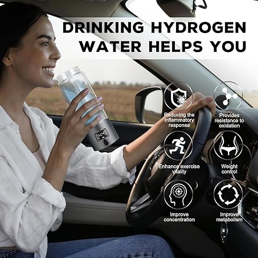 Hydrogen Water Bottle Generator with 4th Generation SPE/PEM Technology, Portable Hydrogen Water Ionizer Machine, Birthday,Xmas Gift for Husband,Wife,Lovers,Friends,Travel (Grey)