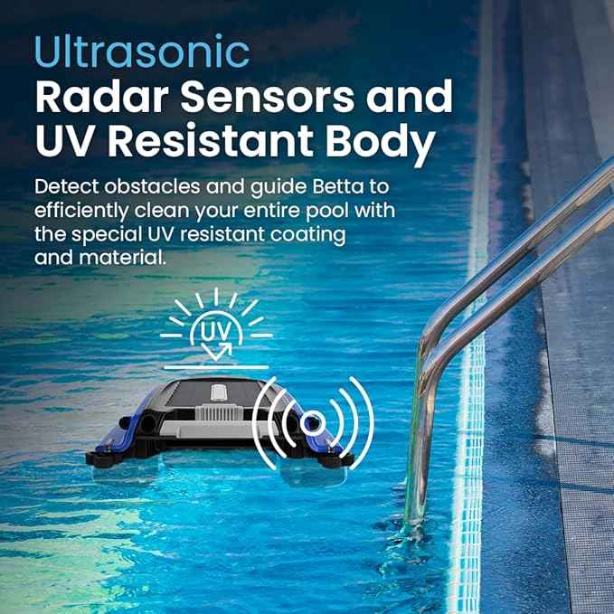 Betta SE Solar Powered Automatic Robotic Pool Surface Skimmer Cleaner with 24/7 Continuous Cleaning Battery Power and Re-Engineered Twin Salt Chlorine Tolerant Motors (Blue)