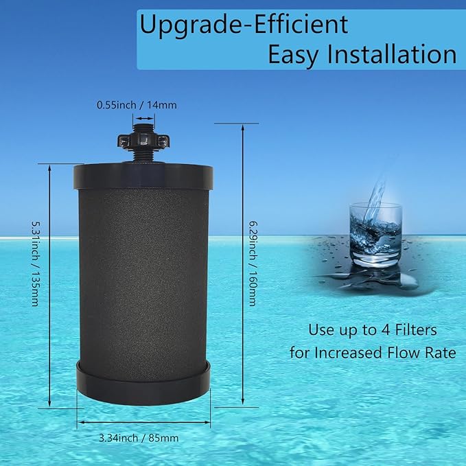 2387 Filter Replacement Compatible with Alexapure Water Filter Replacement, for Alexapure 2387 Pro Water Filtration System Black - 4 Pack