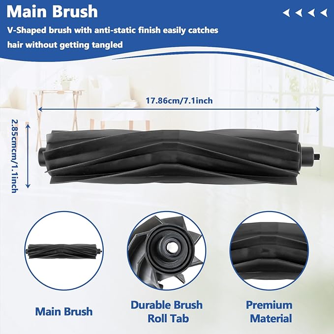 22 Pack Replacement Parts for ECOVACS T20 Omni/Max/Pro,Ecovacs T20 Max Vacuum Cleaner Accessories Kit, 1 Main Brush, 4 Hepa Filters, 4 Mop Pads, 6 Vacuum Bags, 6 Side Brushs, 1 V-shaped brush - AquaVibe