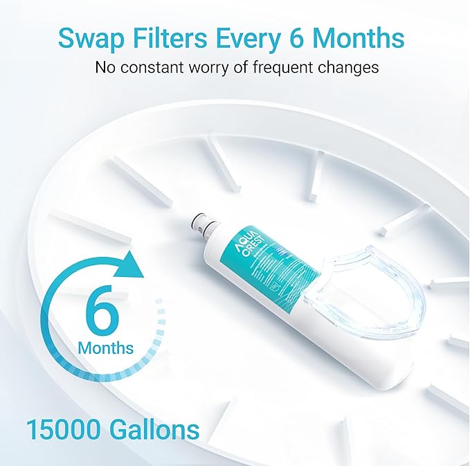 AQUA CREST 3US-PF01 3US-MAX-F01 Replacement Filter, NSF/ANSI 42 Certified Replacement for Filtrete® 3US-PF01, 3US-MAX-F01H, 3US-PS01, Delta RP78702, Manitowoc K-00338, HF20 HF25 Water Filter, 2 Pack