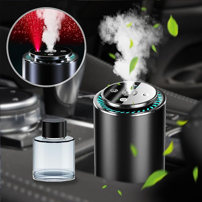 Smart Car Air Freshener, Car Air Freshener Diffuser with Starry Sky Projection and 50ml Perfume, Rechargeable Cars Aroma Diffuser, 4 Mode Adjustable, Auto On/Off Intelligent Cars Diffuser
