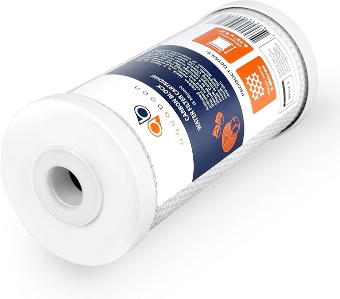 Aquaboon 5 Micron 10x4.5 Carbon Block Water Filters Whole House CTO Water Filter Replacement Cartridge Compatible with FXHTC, CB-BB-10, EP-BB, 4-Pack